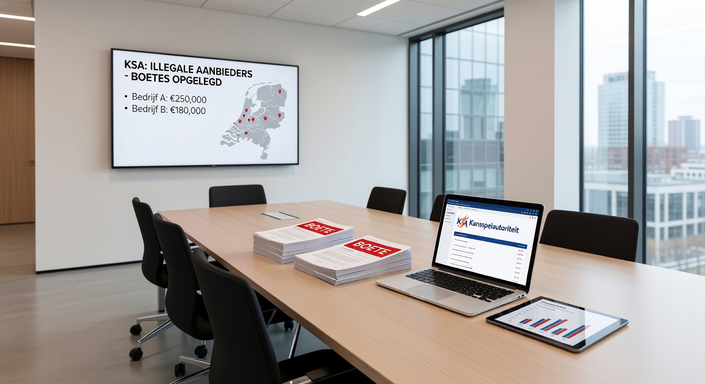 Grafiek met boetebedragen van KSA tegen illegale casino's, inclusief de record voor Novatech