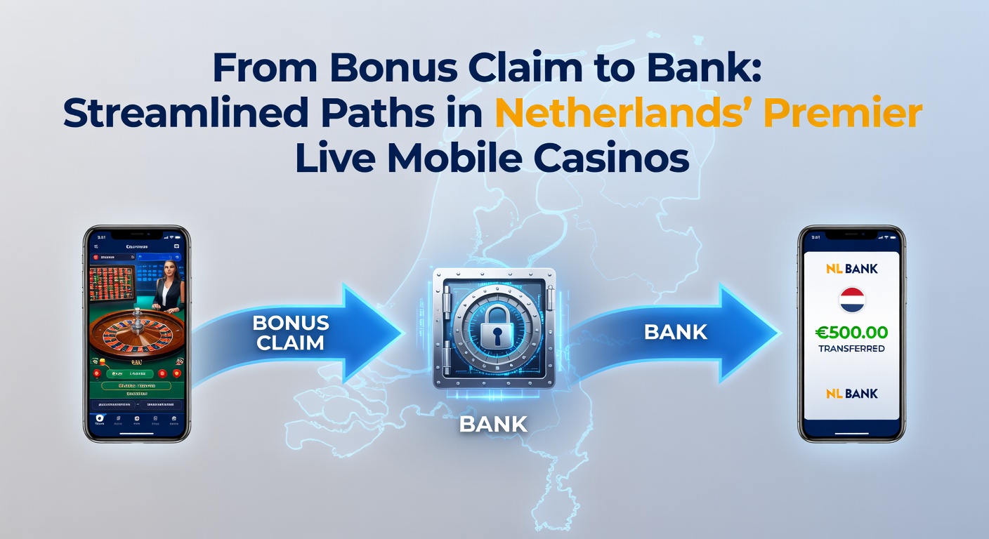 Schermafbeelding van een mobiel casino met bonusclaim en uitbetalingsopties op een smartphone in een Nederlandse setting