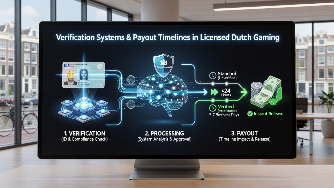 Diagram dat laat zien hoe verificatiesystemen de uitbetalingsketen in Nederlandse gamingomgevingen structureren