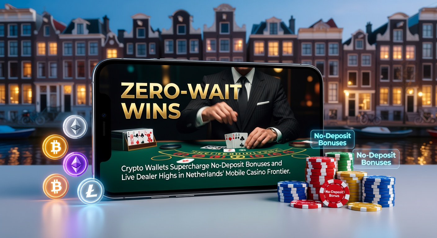 Smartphone met crypto-wallet en live dealer blackjack op een Nederlands mobiel casino scherm, symboliserend razendsnelle transacties en bonuswinsten